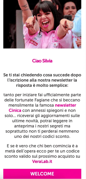 La welcome email dell'Estetista Cinica