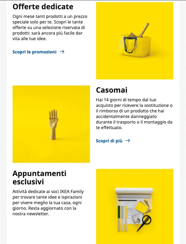 Esempi di mail di benvenuto: IKEA