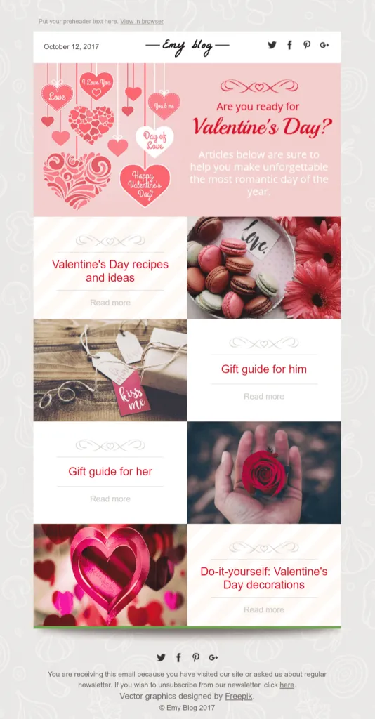 newsletter di san valentino