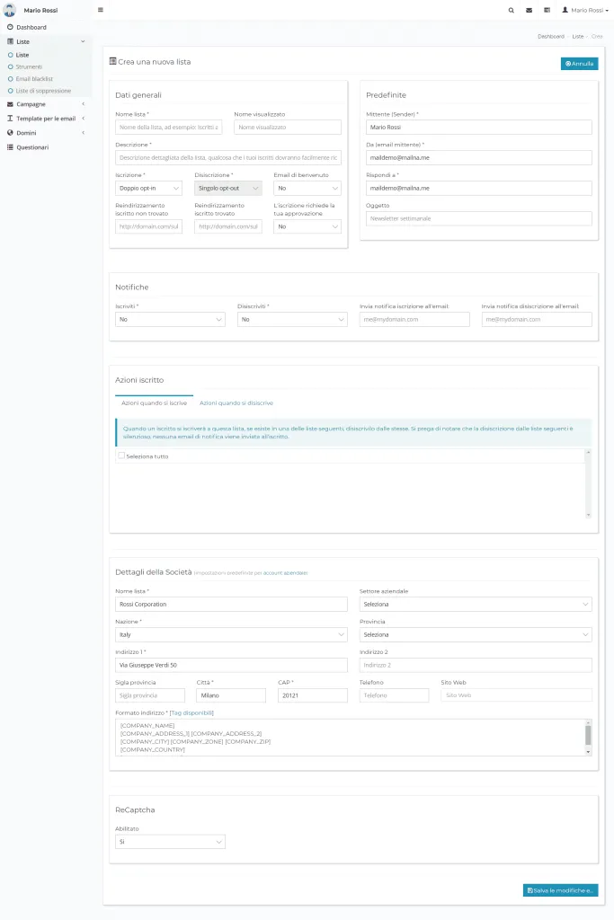 mailing list di successo